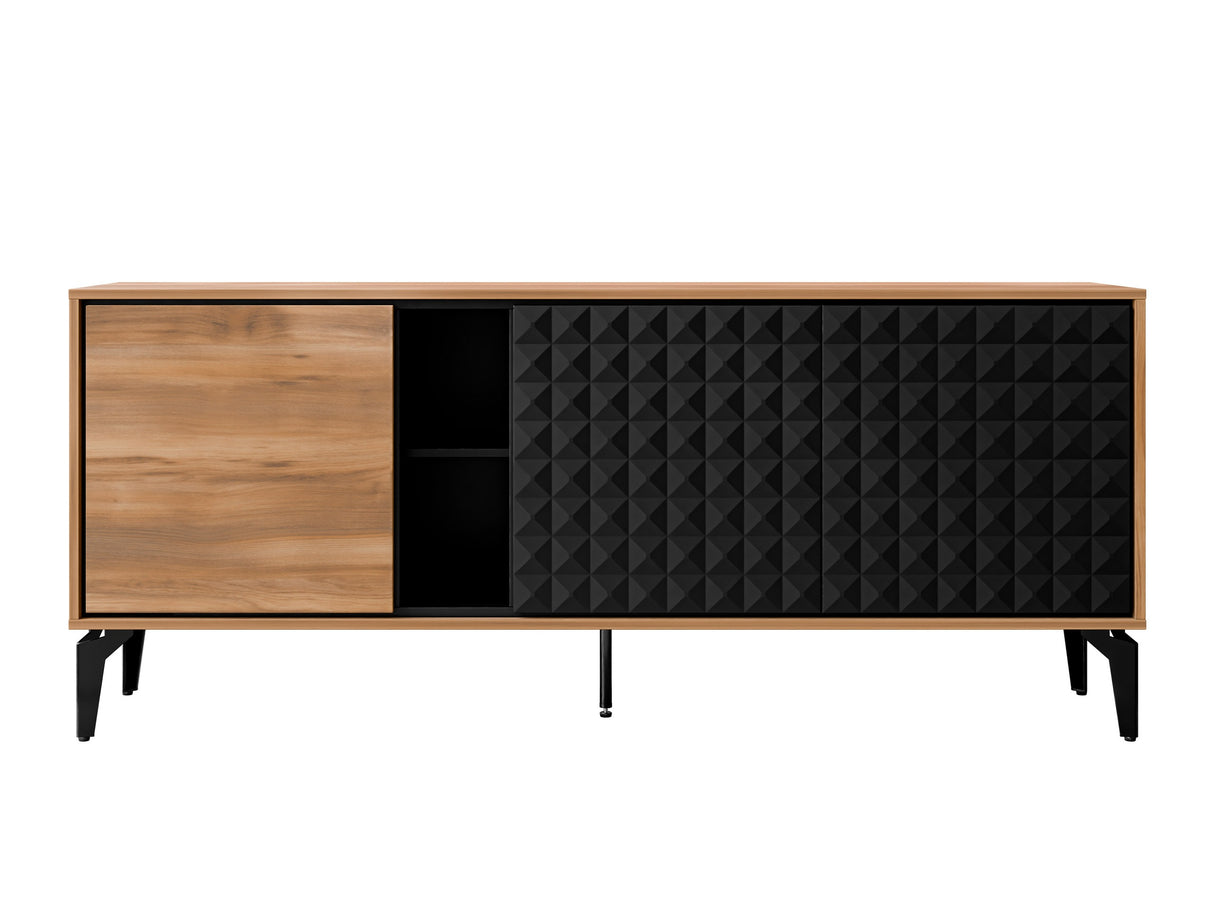 Szekrény Komoda ELLA 190 Dąb Bárasztalokowy Bursztynemwy/Czarny mat