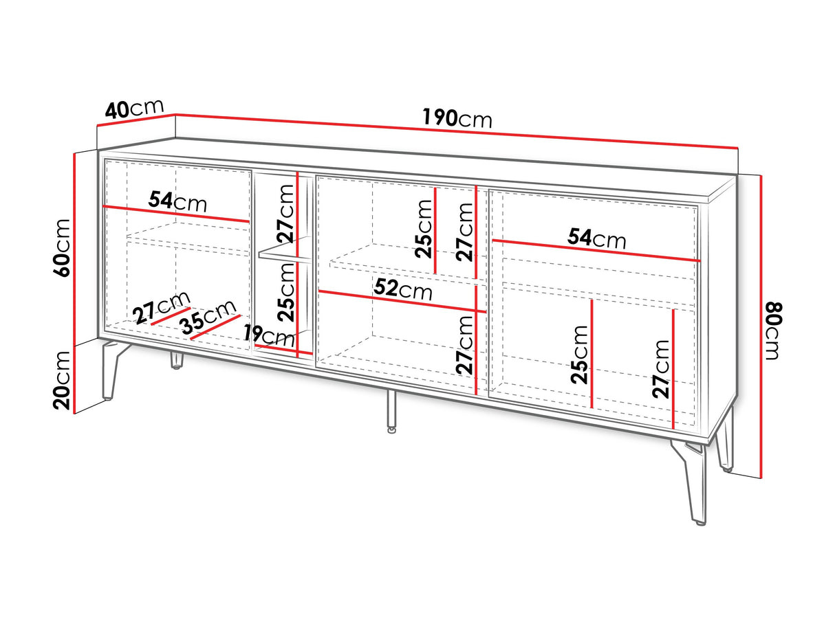 Szekrény Komoda ELLA 190 Dąb Bárasztalokowy Bursztynemwy/Czarny mat
