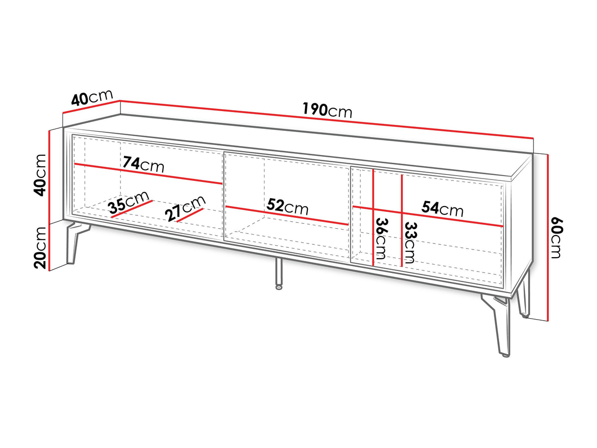 TV-állvány Szafka RTV ELLA 190 Dąb Bárasztalokowy Bursztynemwy/Czarny mat