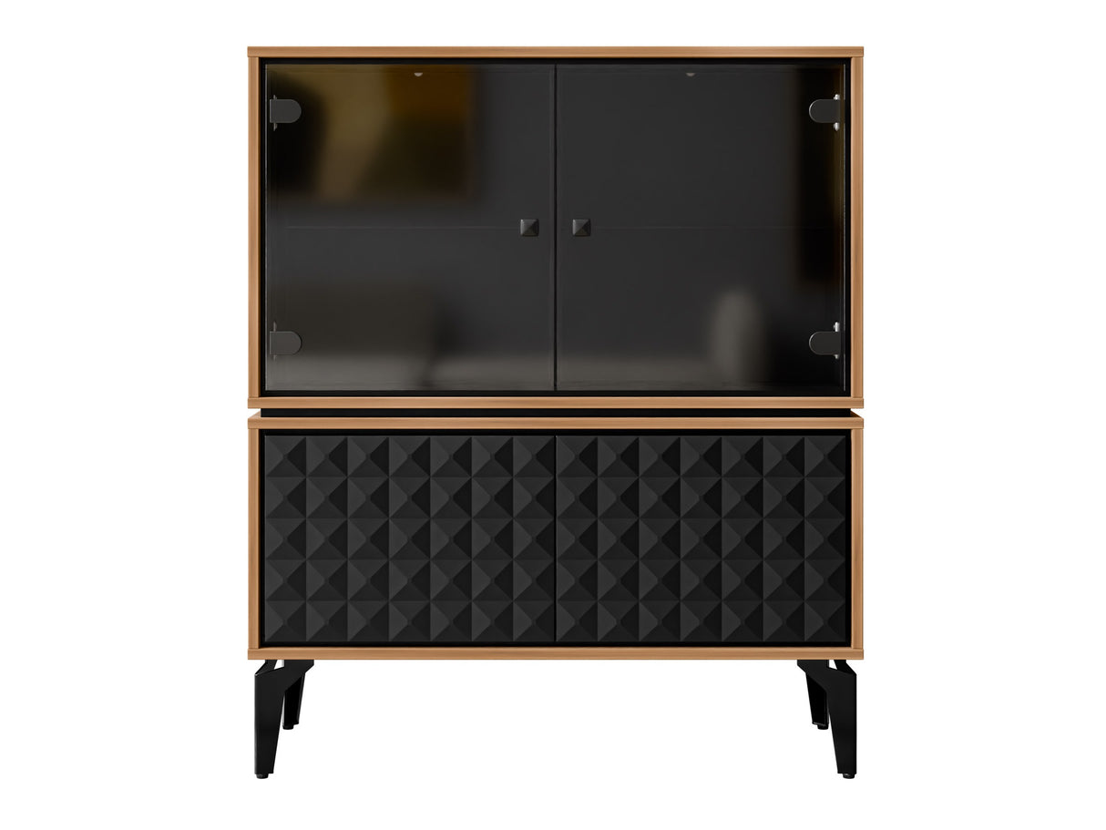 Szekrény Witryna ELLA 102 Dąb Bárasztalokowy Bursztynemwy/Czarny mat