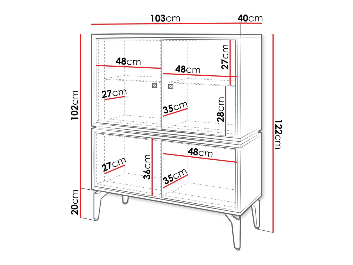Szekrény Witryna ELLA 102 Dąb Bárasztalokowy Bursztynemwy/Czarny mat