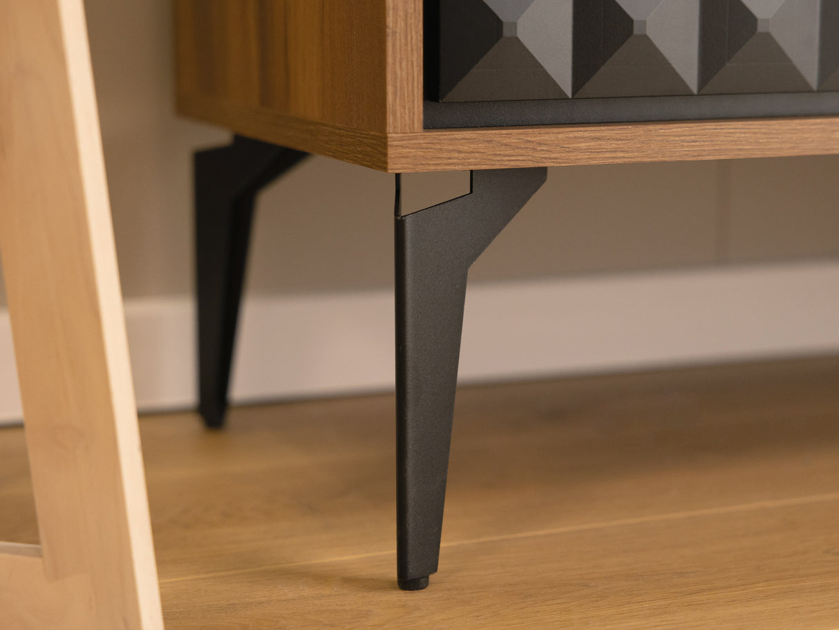 Könyvespolc Witryna ELLA 54 Dąb Bárasztalokowy Bursztynemwy/Czarny mat