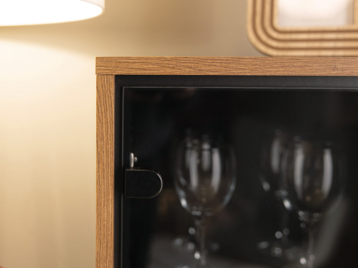 Nappali szett Meble ELLA I Dąb Bárasztalokowy Bursztynemwy/Czarny mat