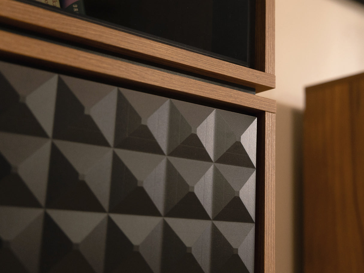 Nappali szett Meble ELLA I Dąb Bárasztalokowy Bursztynemwy/Czarny mat