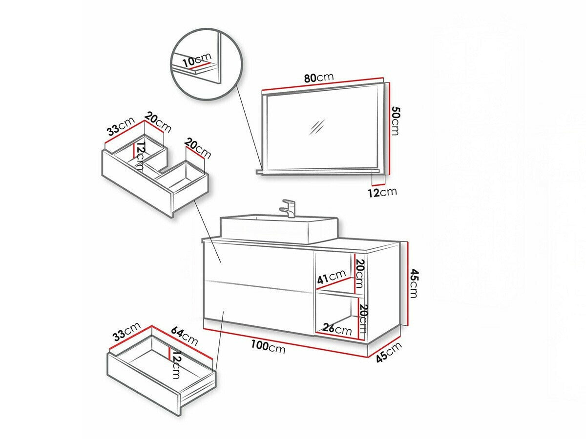 Fürdőszoba garnitúra Meble łazienkowe KERTOS RYFLE I, Szín: Tölgy, Mosdókagyló: Nem