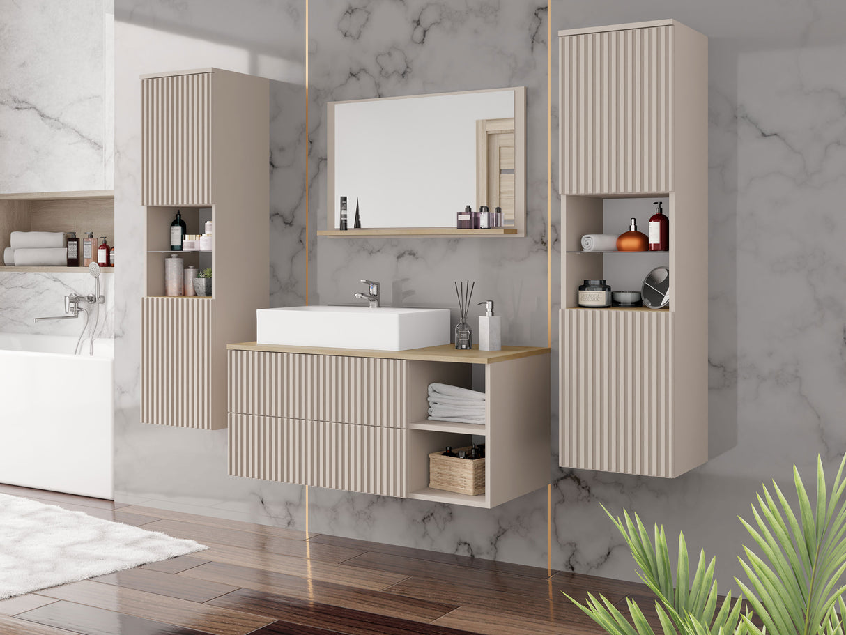 Fürdőszoba garnitúra Meble łazienkowe KERTOS RYFLE III, Szín: Tölgy, Mosdókagyló: Nem