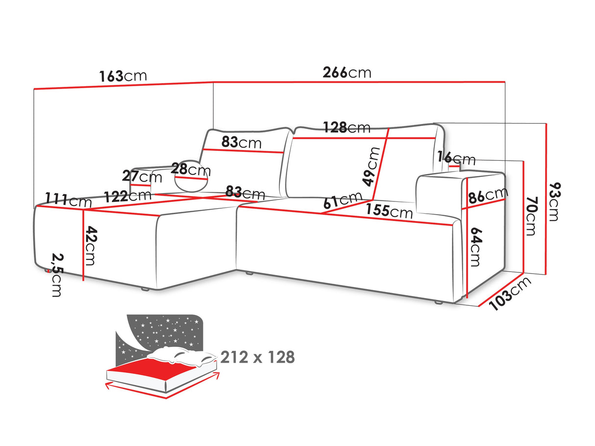 Sarokkanapé Narożnik MIVO, Szín: Taro 57, Változatok: Jobbos
