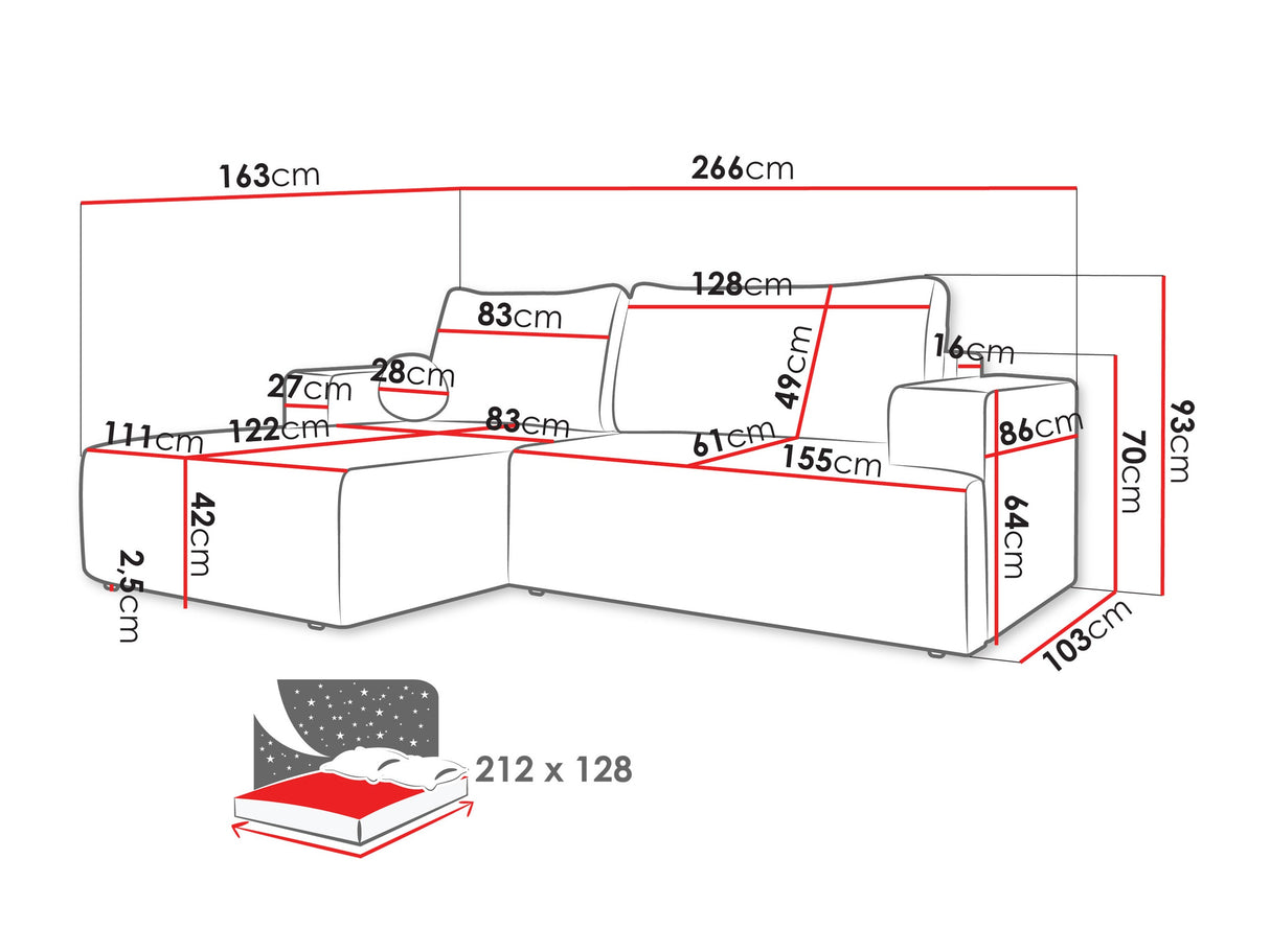Sarokkanapé Narożnik MIVO, Szín: Clara 215.10, Változatok: Balos