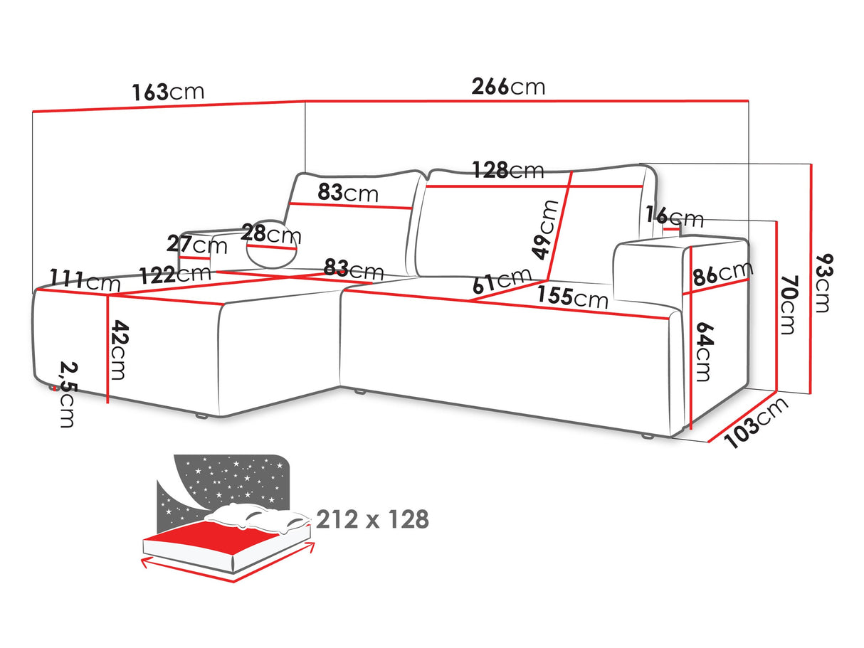 Sarokkanapé Narożnik MIVO, Szín: Wave 05, Változatok: Balos