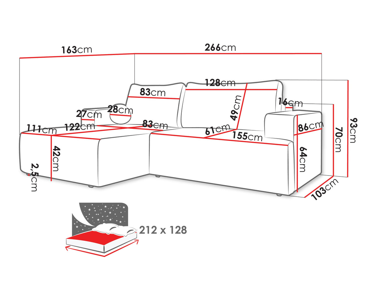 Sarokkanapé Narożnik MIVO, Szín: Wave 05, Változatok: Jobbos