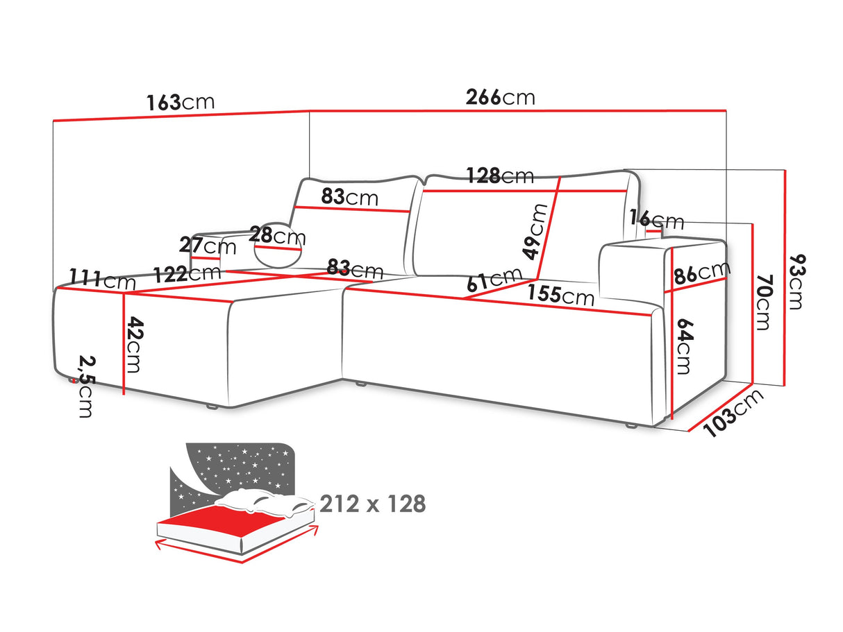 Sarokkanapé Narożnik MIVO, Szín: Wave 09, Változatok: Balos