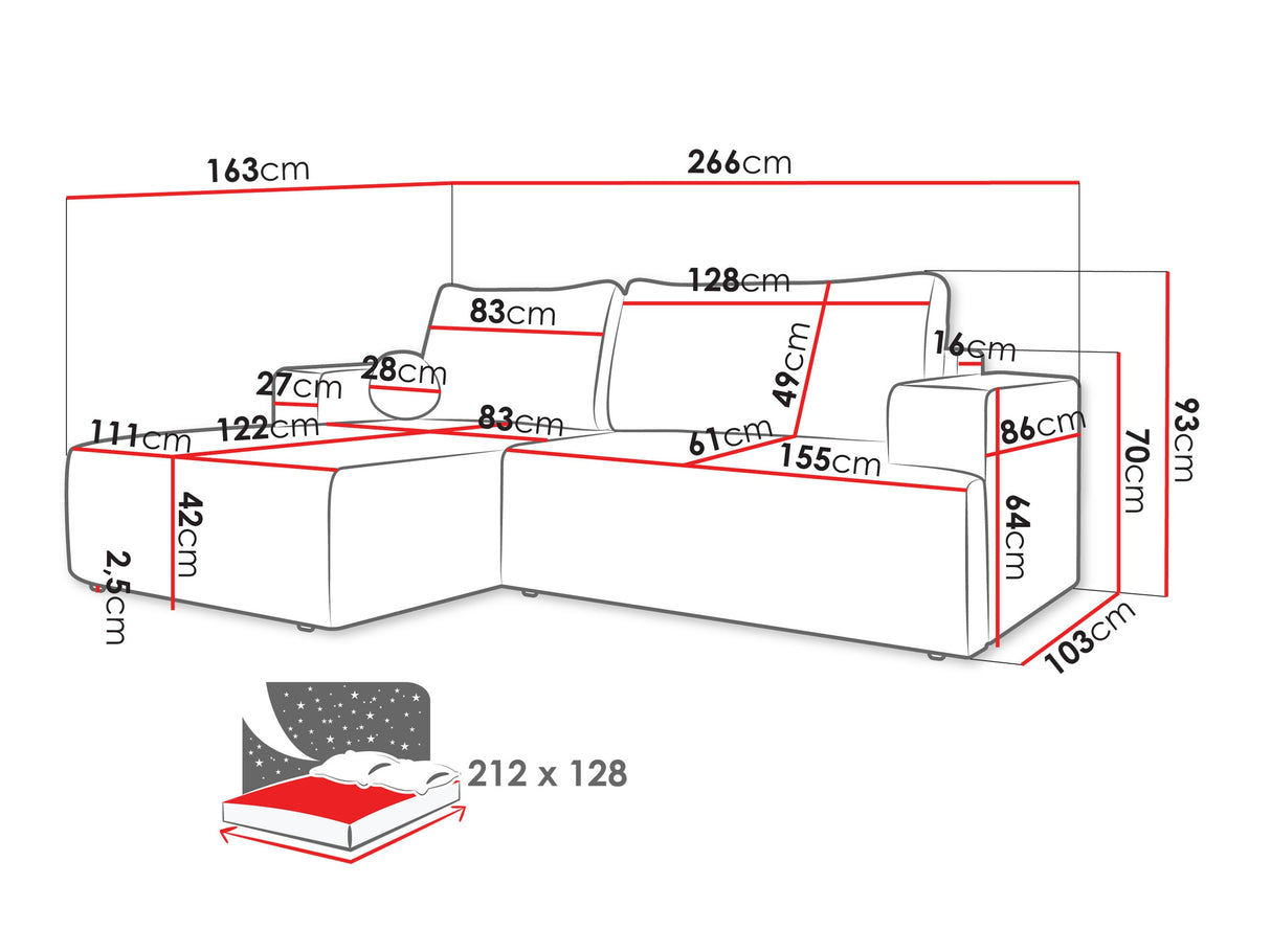 Sarokkanapé Narożnik MIVO, Szín: Lambi 11, Változatok: Jobbos