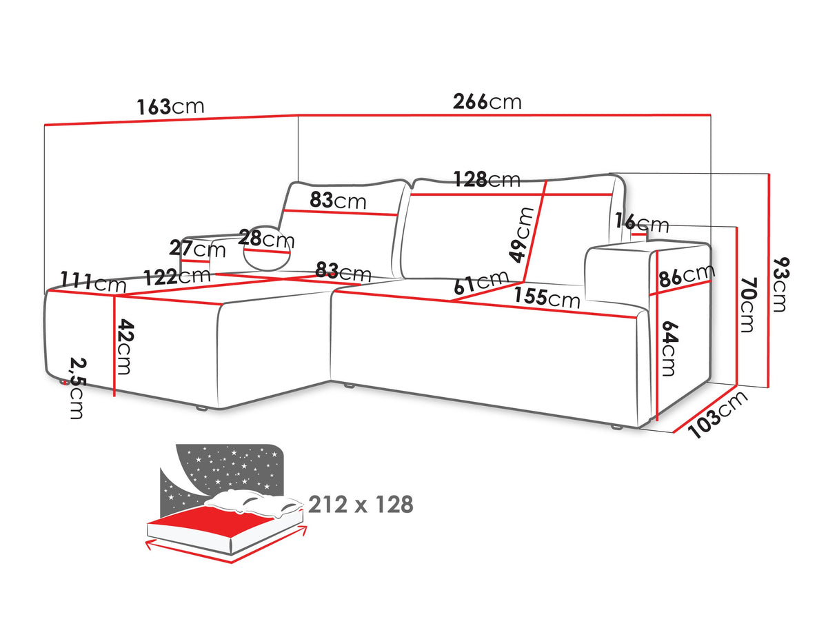 Sarokkanapé Narożnik MIVO, Szín: Trilla 222.04, Változatok: Jobbos