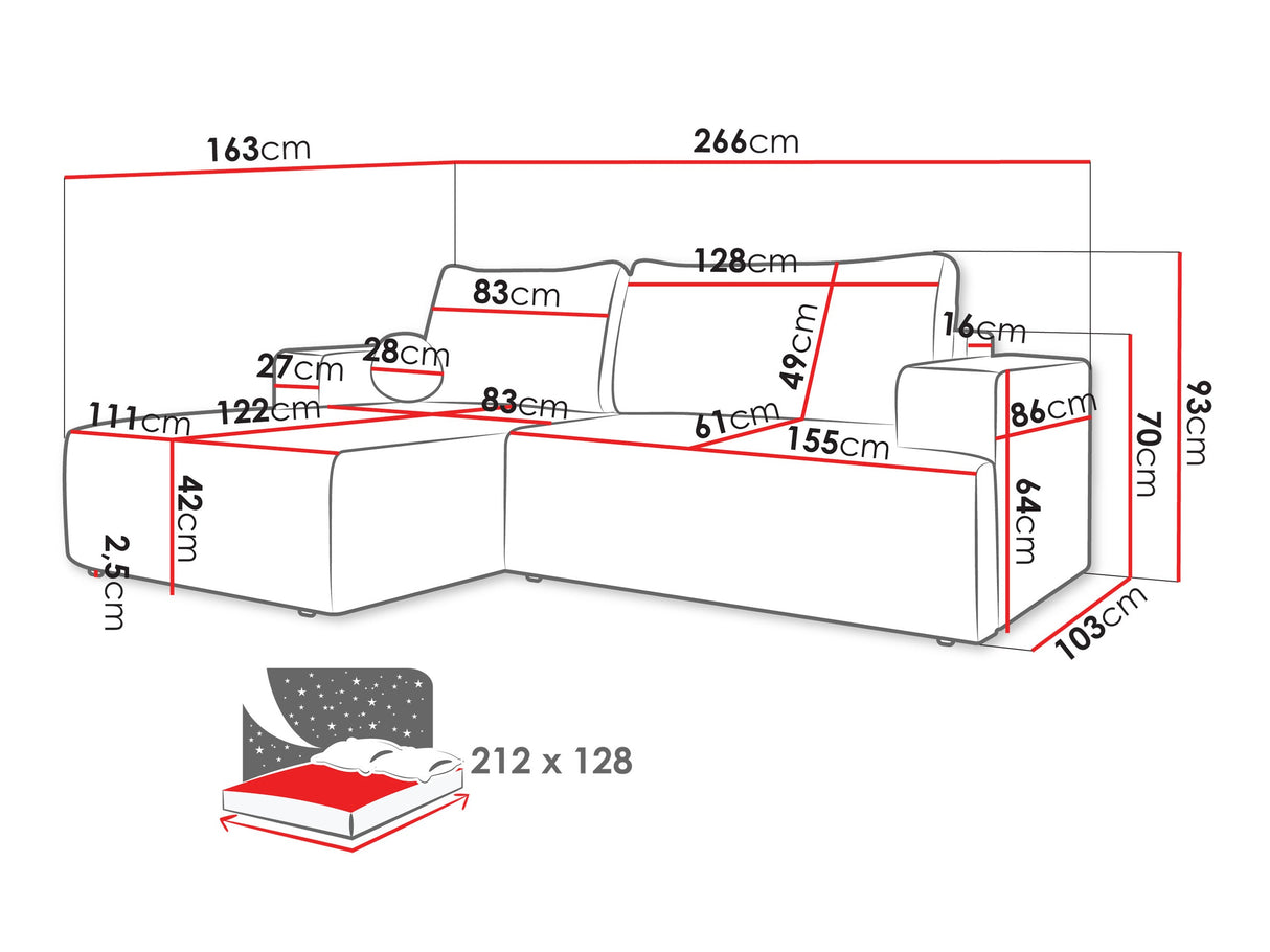 Sarokkanapé Narożnik MIVO, Szín: Soul 17, Változatok: Jobbos