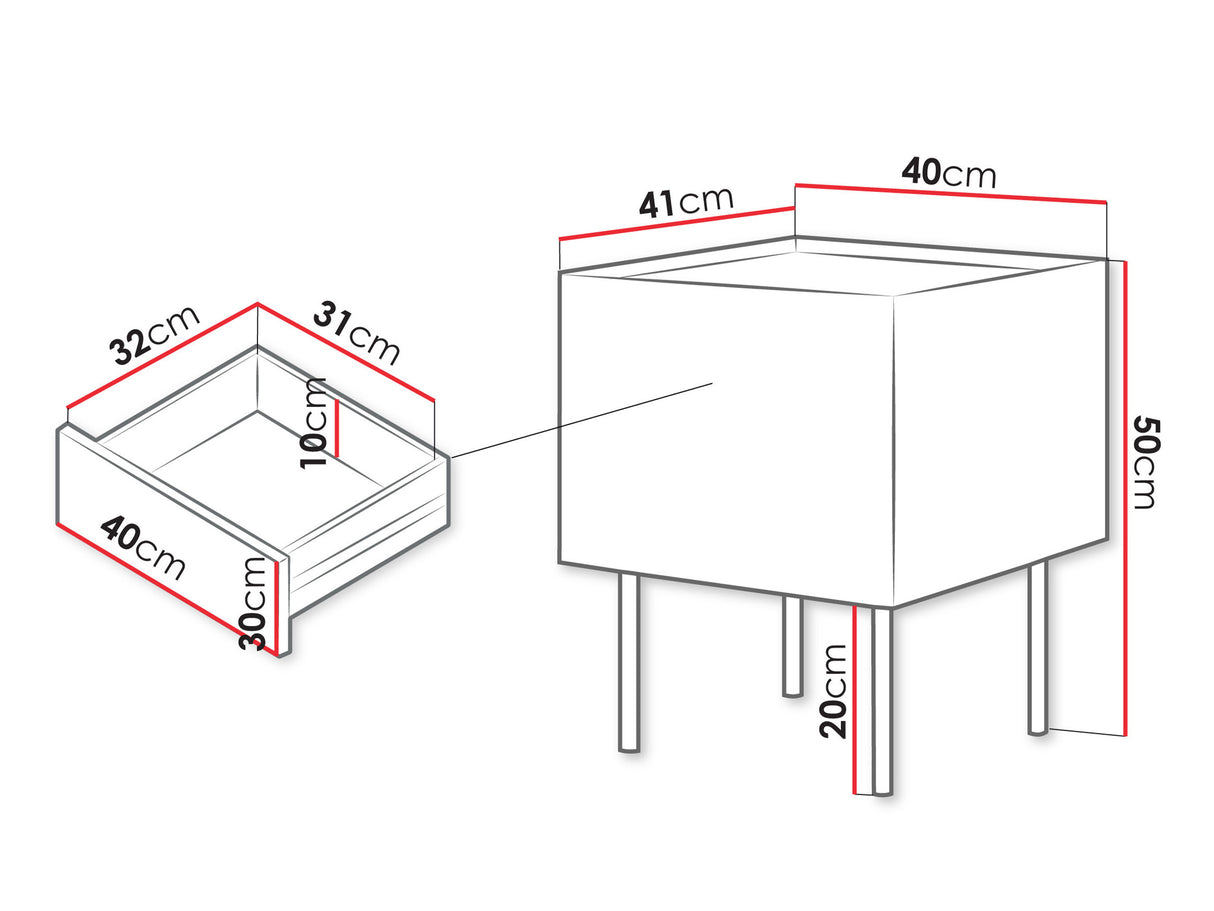 Éjjeliszekrény szett Szafka nemcna FELLINI 2szt., Szín: Kasmír + Tölgy 4184331