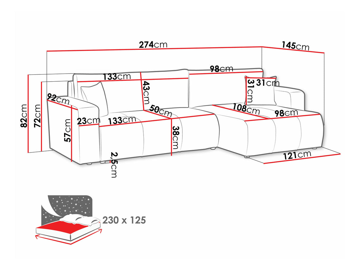 Sarokkanapé Narożnik FURYN L MAXI, Szín: Velo 626 4186977