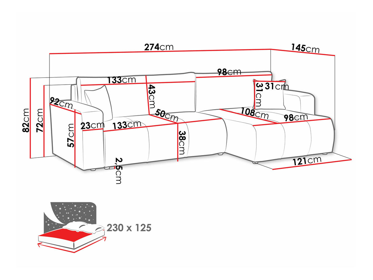 Sarokkanapé Narożnik FURYN L MAXI, Szín: Velo 635 4187086