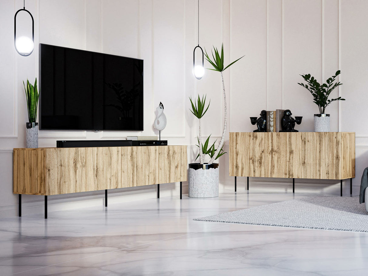 Szekrény JUNGLE 152 (Lameller), Szín: Wotan tölgy + Fekete 4192139