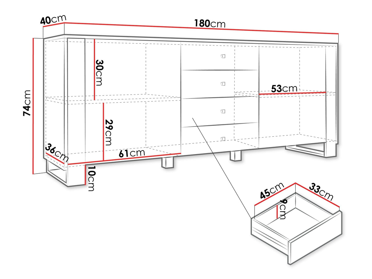 Komód Komoda 2D4SZ LOUTIO Biały/Złoty