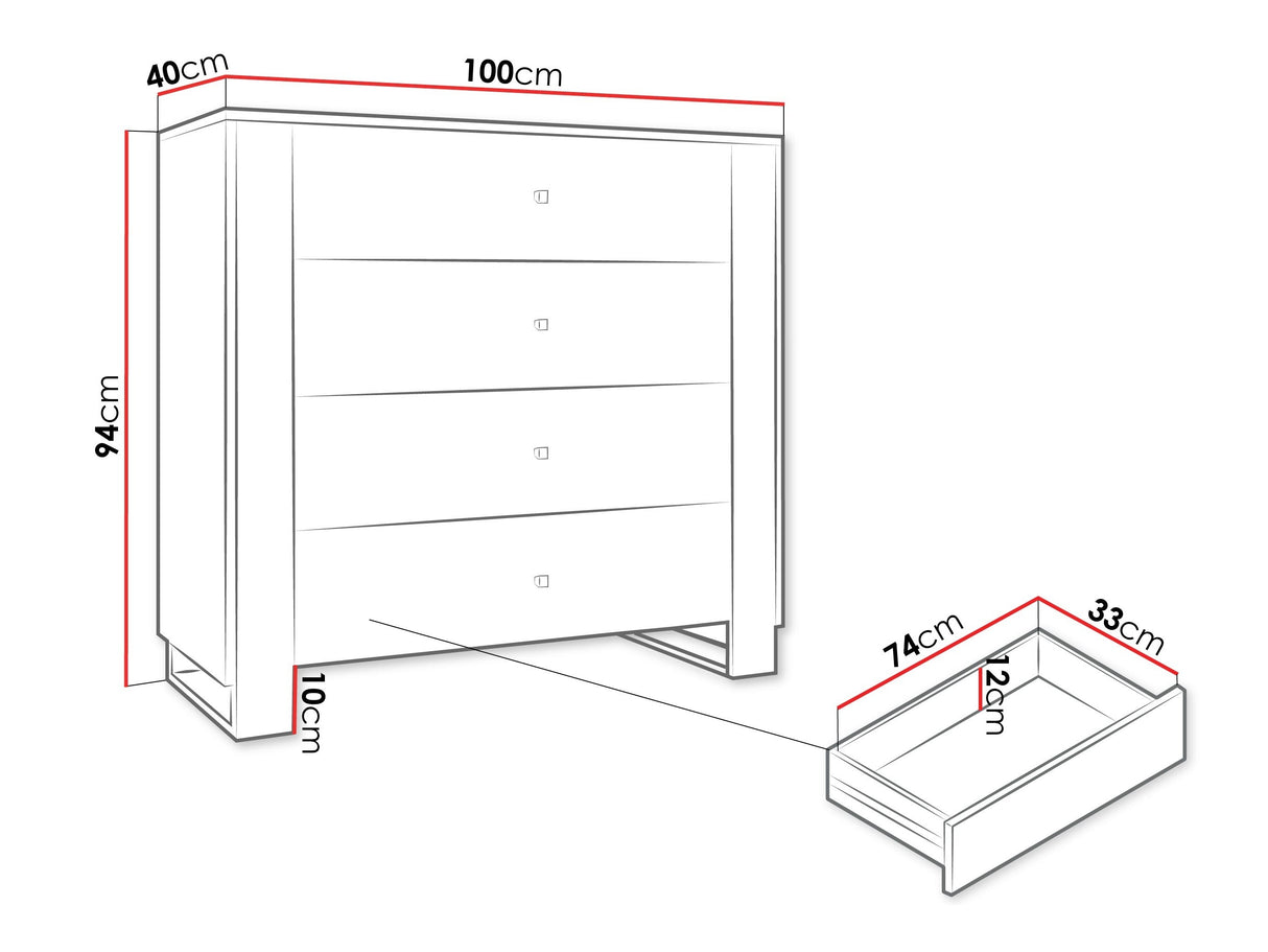Komód Komoda 4SZ LOUTIO Biały/Złoty
