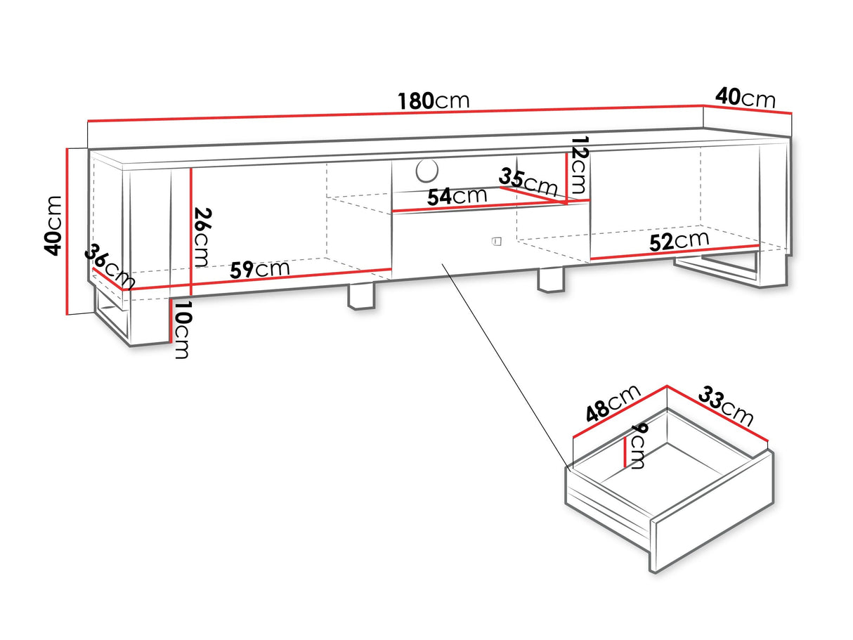TV-állvány Szafka RTV 2K1SZ LOUTIO Biały/Złoty