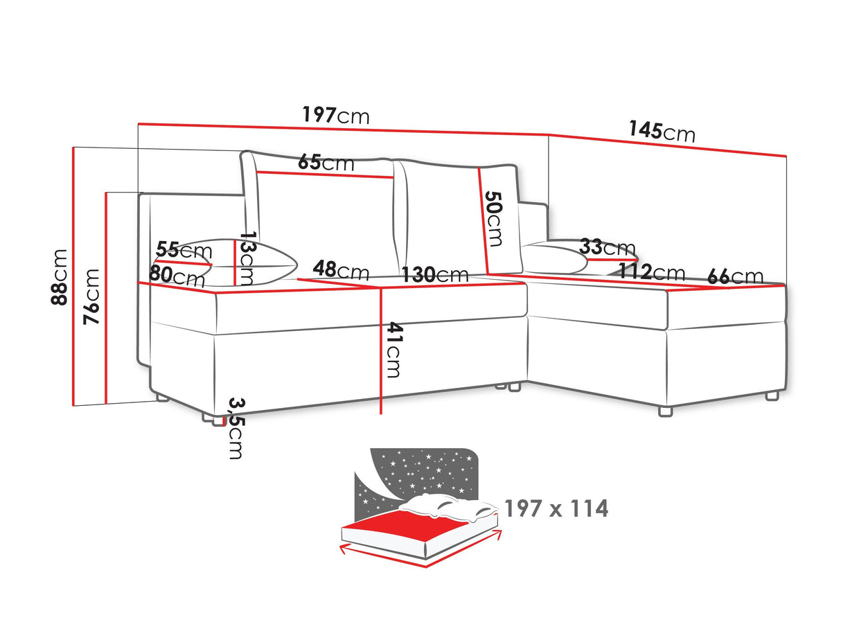 Sarokkanapé Narożnik MAXI, Szín: Poso 100