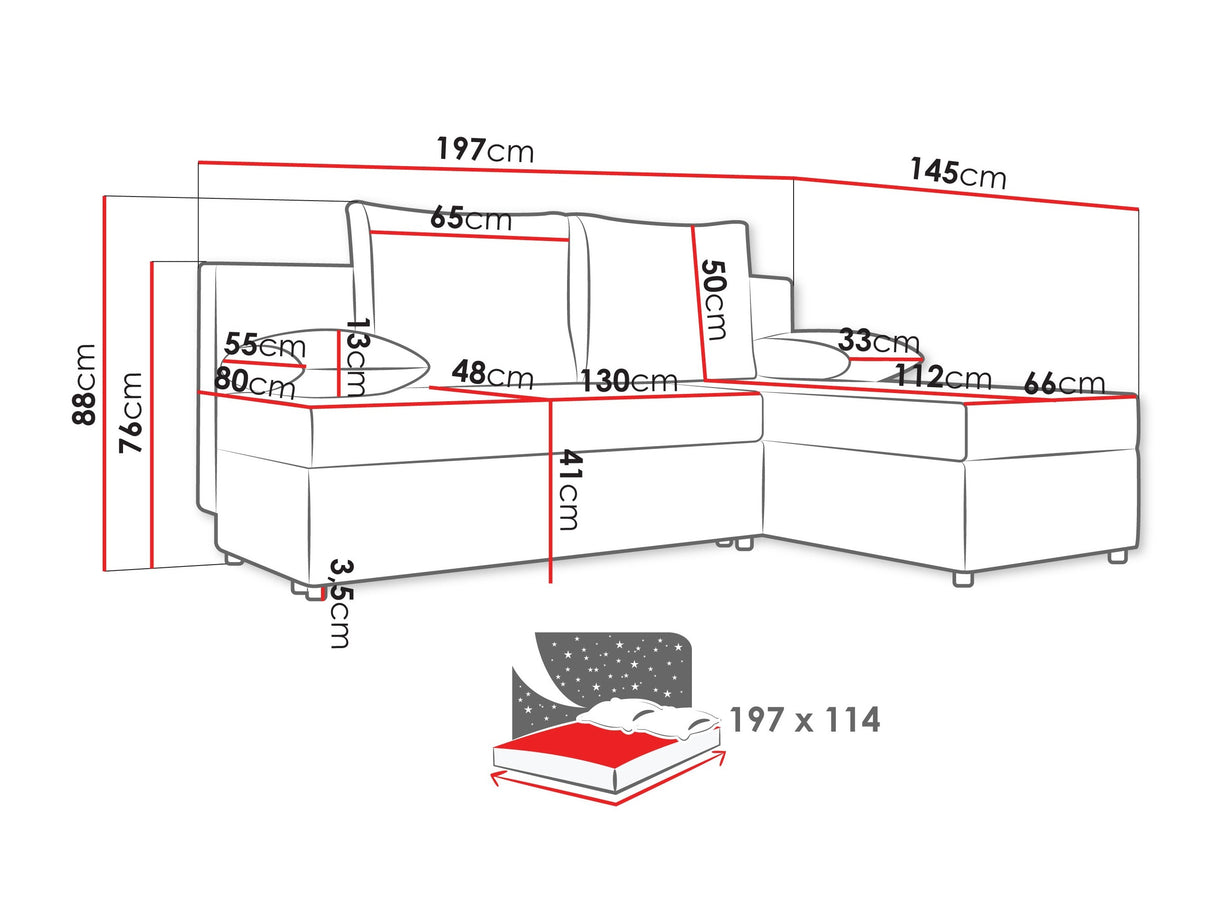 Sarokkanapé Narożnik MAXI, Szín: Poso 110
