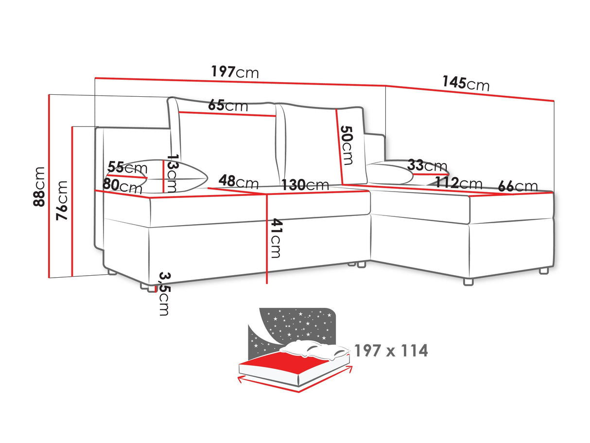 Sarokkanapé Narożnik MAXI, Szín: Poso 135