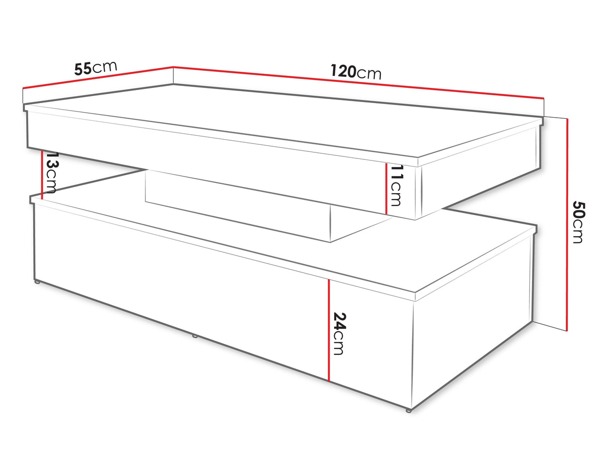 Dohányzóasztal 120 GLOSSA 01 (Lestirol), Szín: Világosbarna