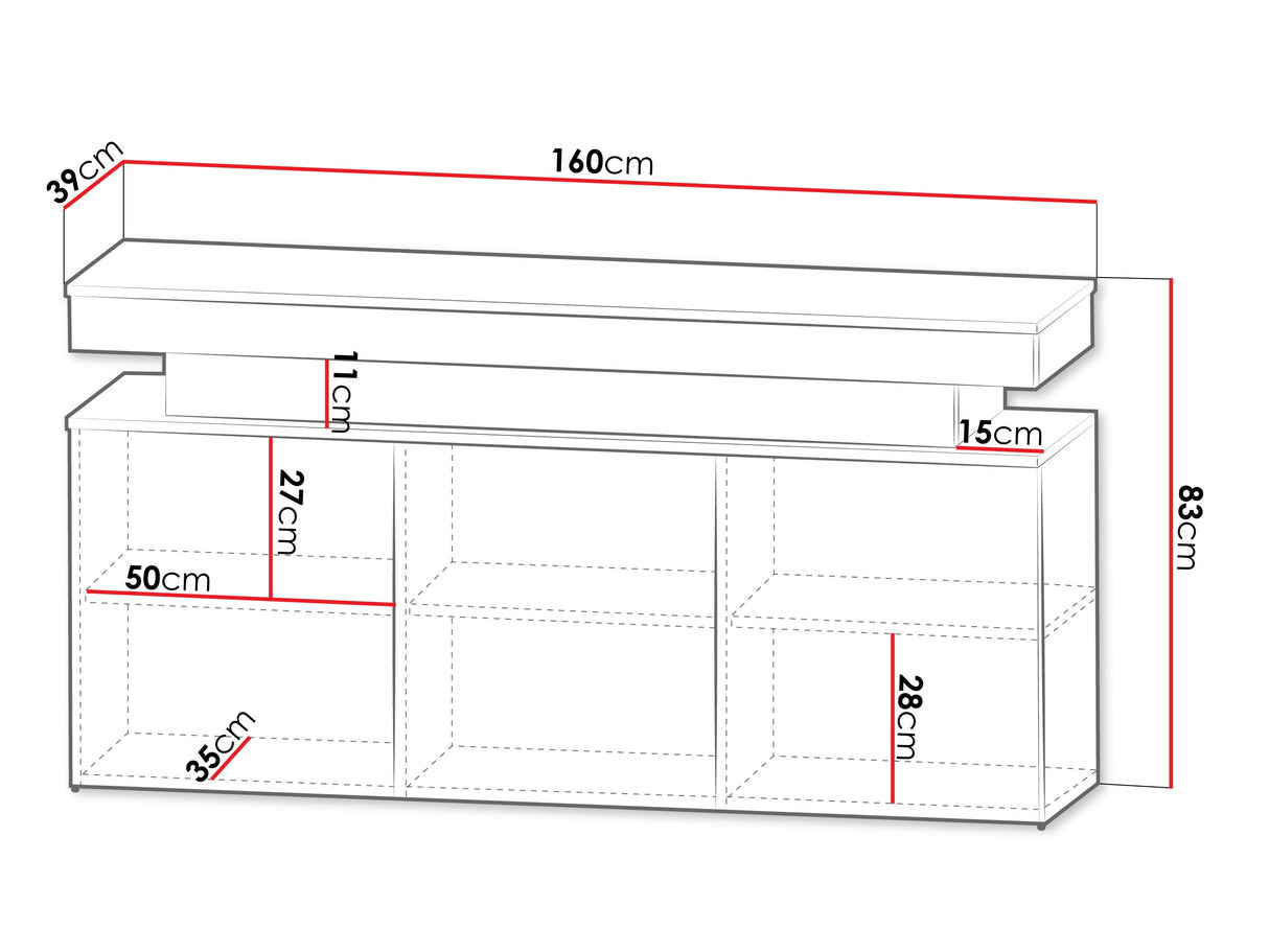 Szekrény 3D 160 GLOSSA + LED (Lestirola), Szín: Világosbarna