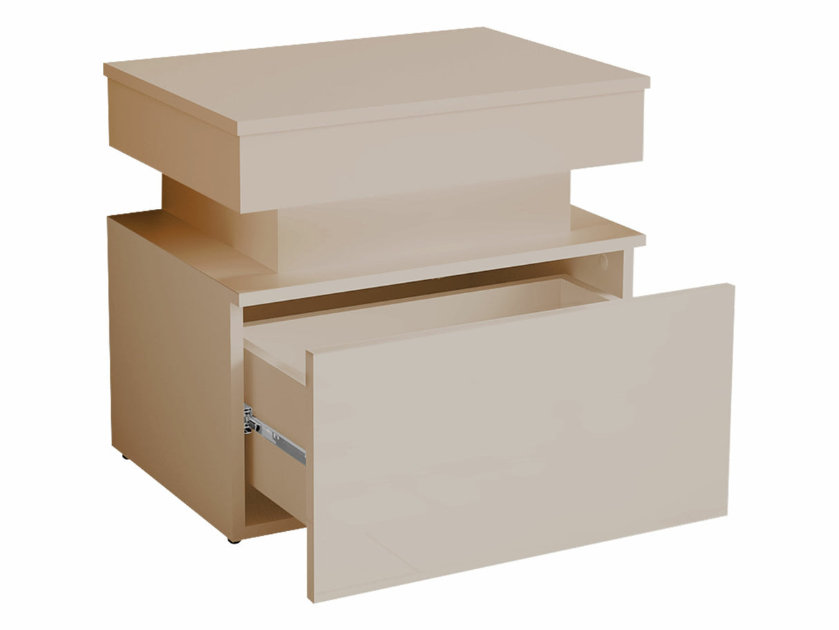 Éjjeliszekrény Stolik nemcny 1S GLOSSA +LED, Szín: Világosbarna