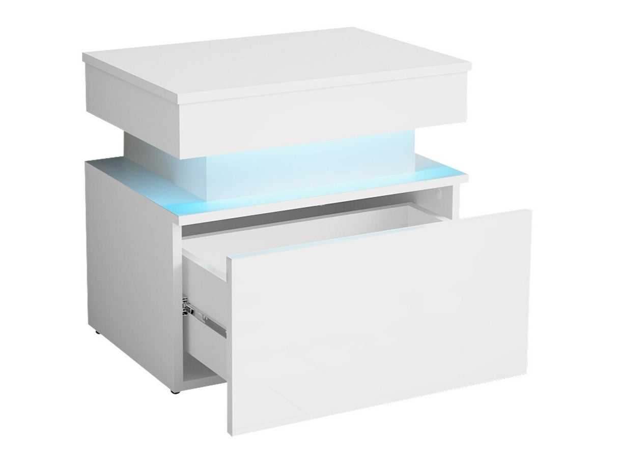 Éjjeliszekrény Stolik nemcny 1S GLOSSA +LED, Szín: Fekete + Fényes fekete 4198160