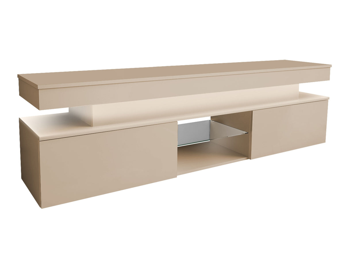 TV-állvány Szafka RTV 2D 190 GLOSSA + LED (Lestirola), Szín: Világosbarna