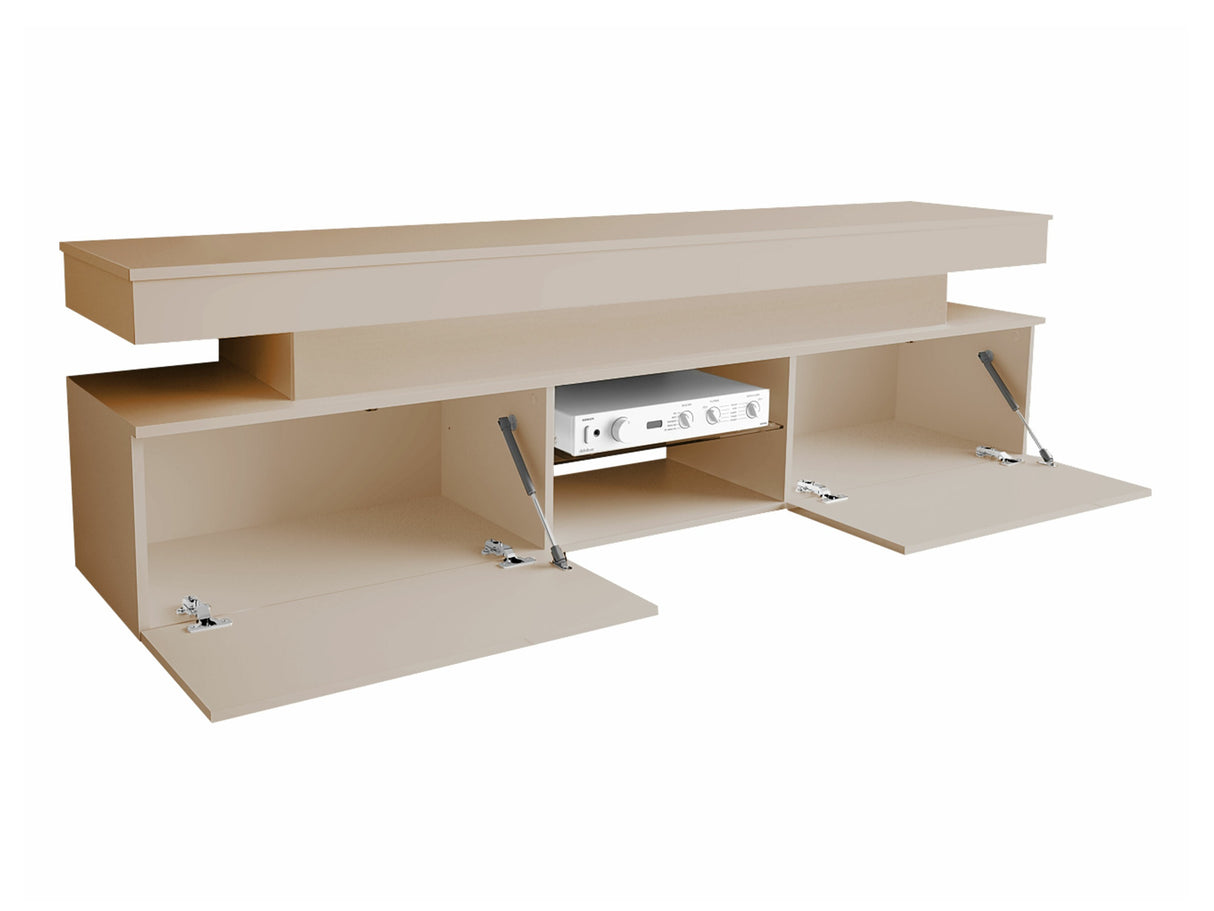 TV-állvány Szafka RTV 2D 190 GLOSSA + LED (Lestirola), Szín: Világosbarna