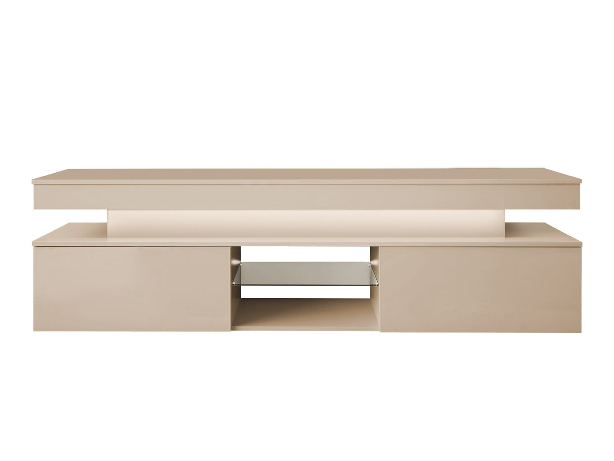 TV-állvány Szafka RTV 2D 190 GLOSSA + LED (Lestirola), Szín: Világosbarna