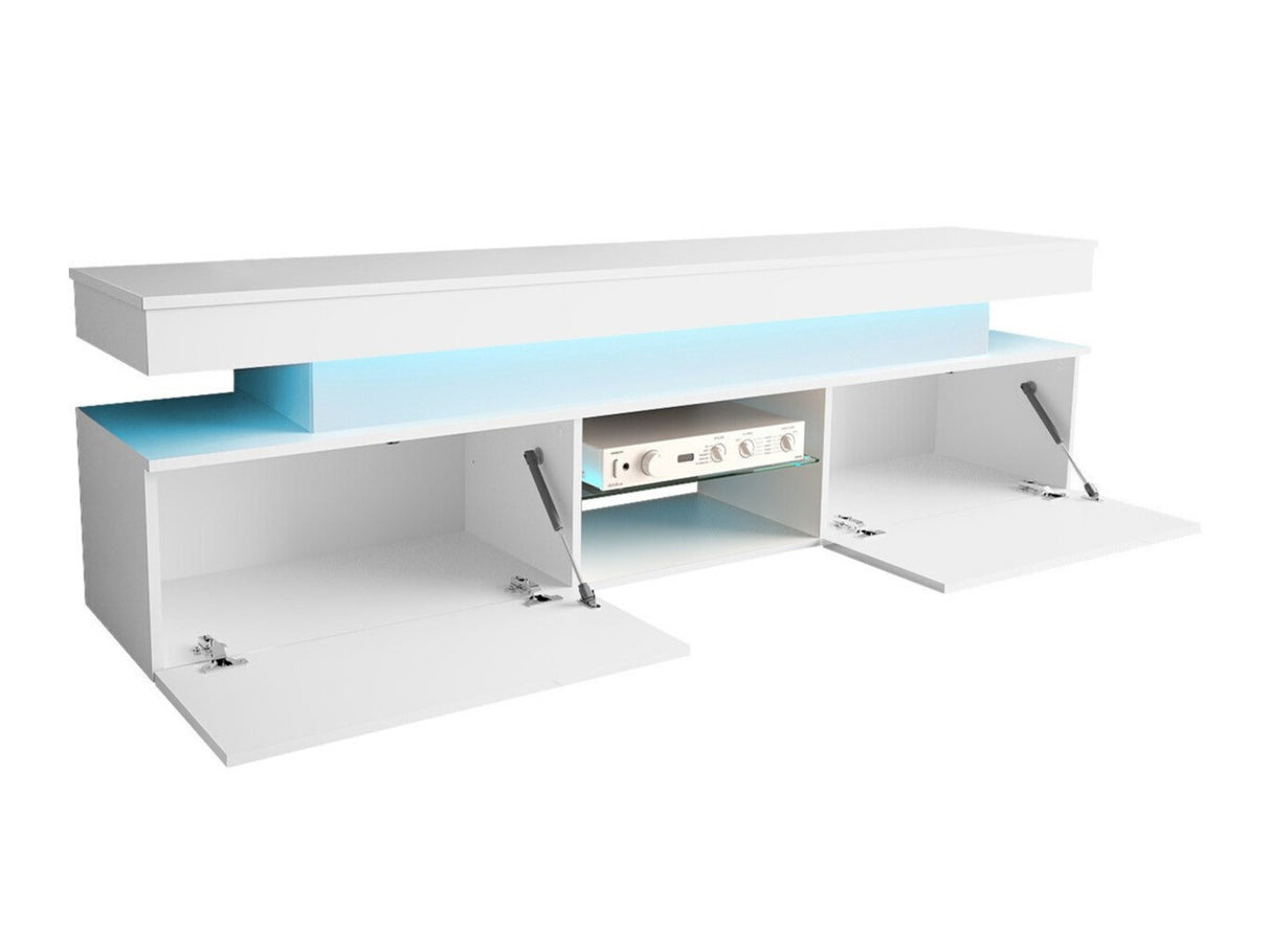 TV-állvány Szafka RTV 2D 190 GLOSSA + LED, Szín: Fekete + Fényes fekete 4198182