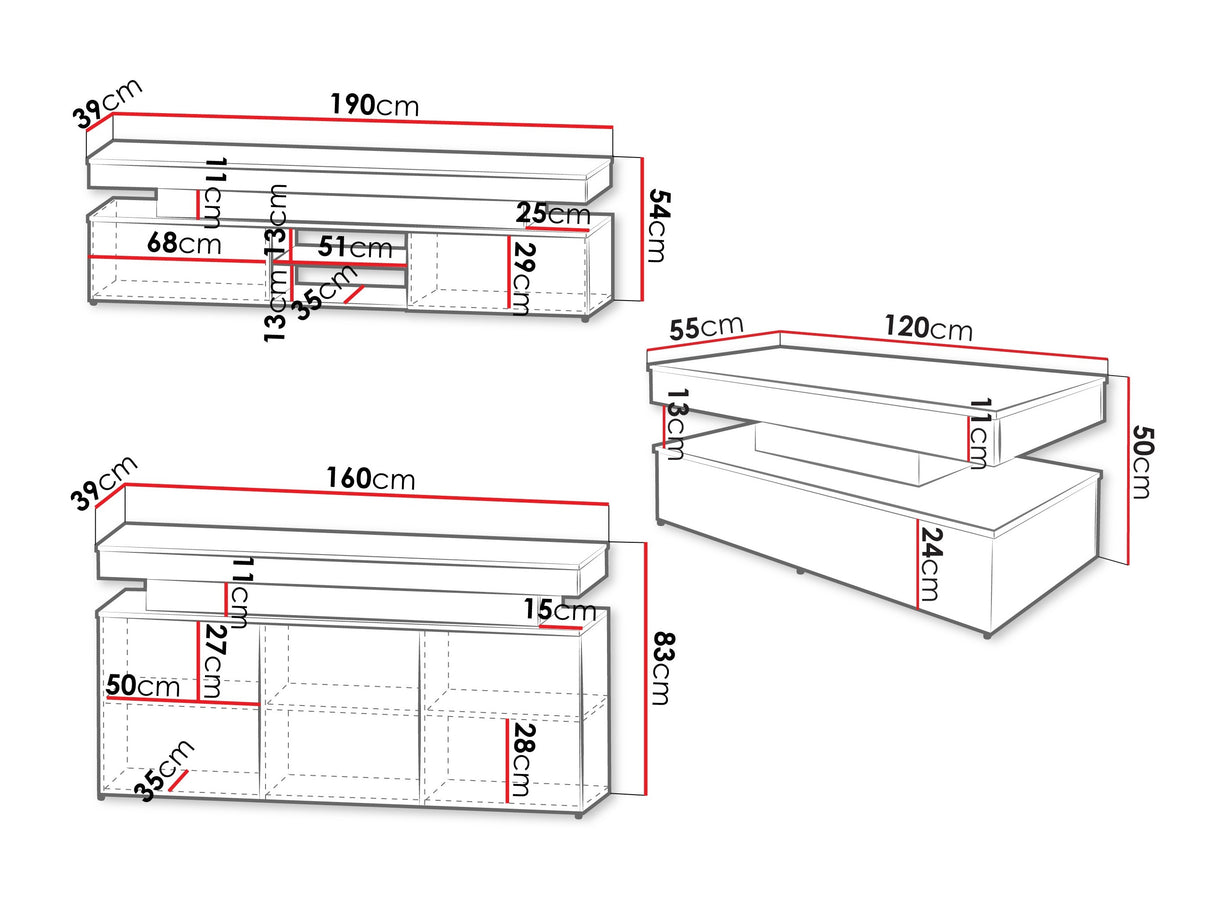 Nappali szett Meble GLOSSA I (Lestirola), Szín: Világosbarna