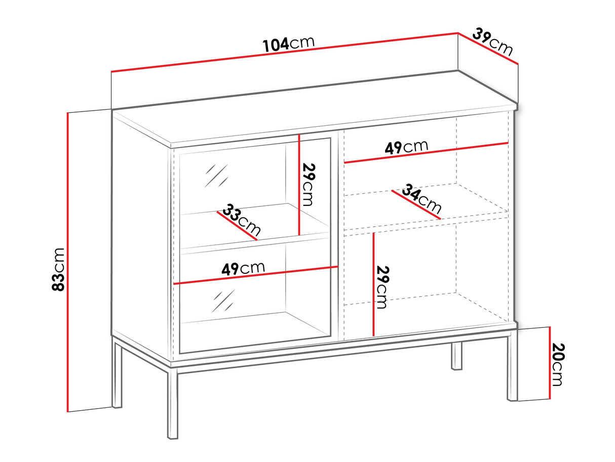 Szekrény Komoda SENTO K104 + LED Kaszmir (Kasmír)