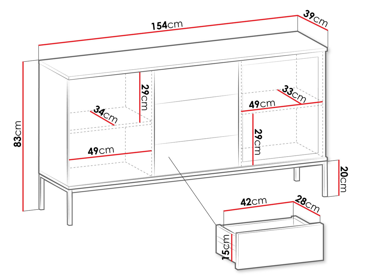 Komód Komoda SENTO KSZ154 + LED Kaszmir (Kasmír)
