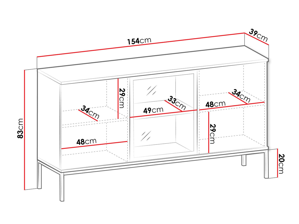 Szekrény Komoda SENTO K154 + LED, Szín: Fekete + Wotan tölgy