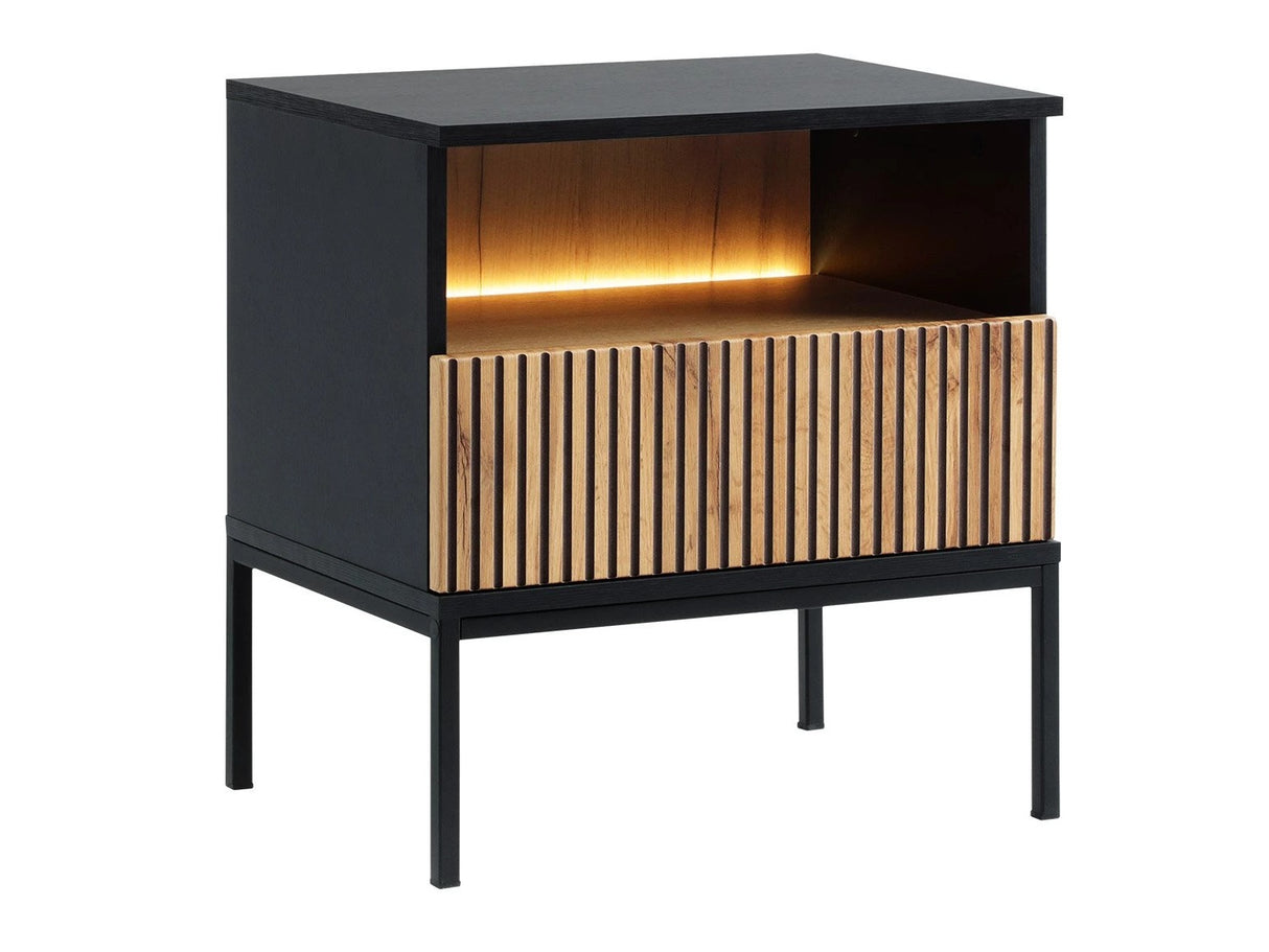 Éjjeliszekrény Stolik nemcny SENTO S54 + LED Czarny grafit/Dąb wotan (Dornis) 4198738