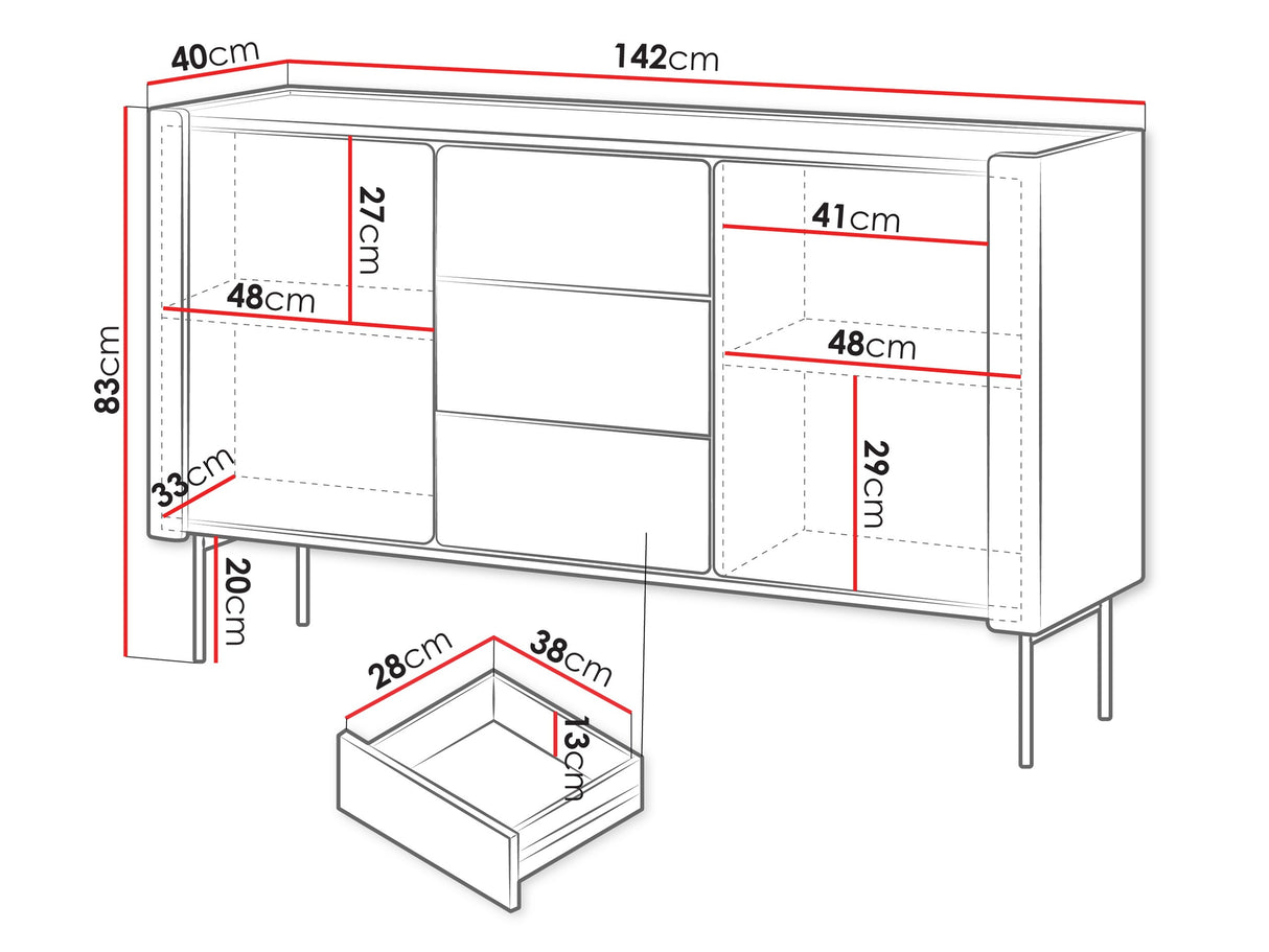 Komód Komoda WRAP KSZ141 Czarny/Orzech Warmia