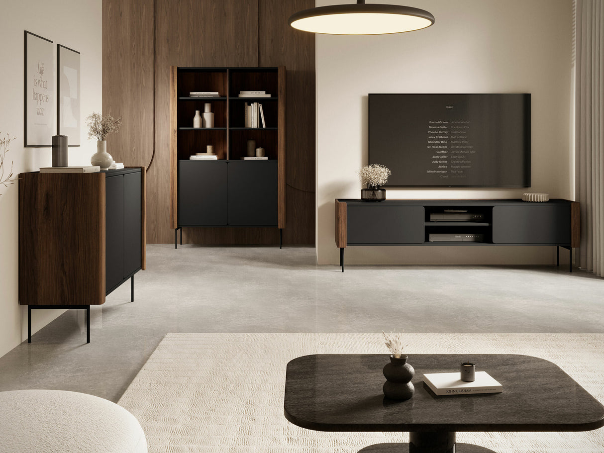 Könyvespolc Regał WRAP R105 Czarny/Orzech Warmia