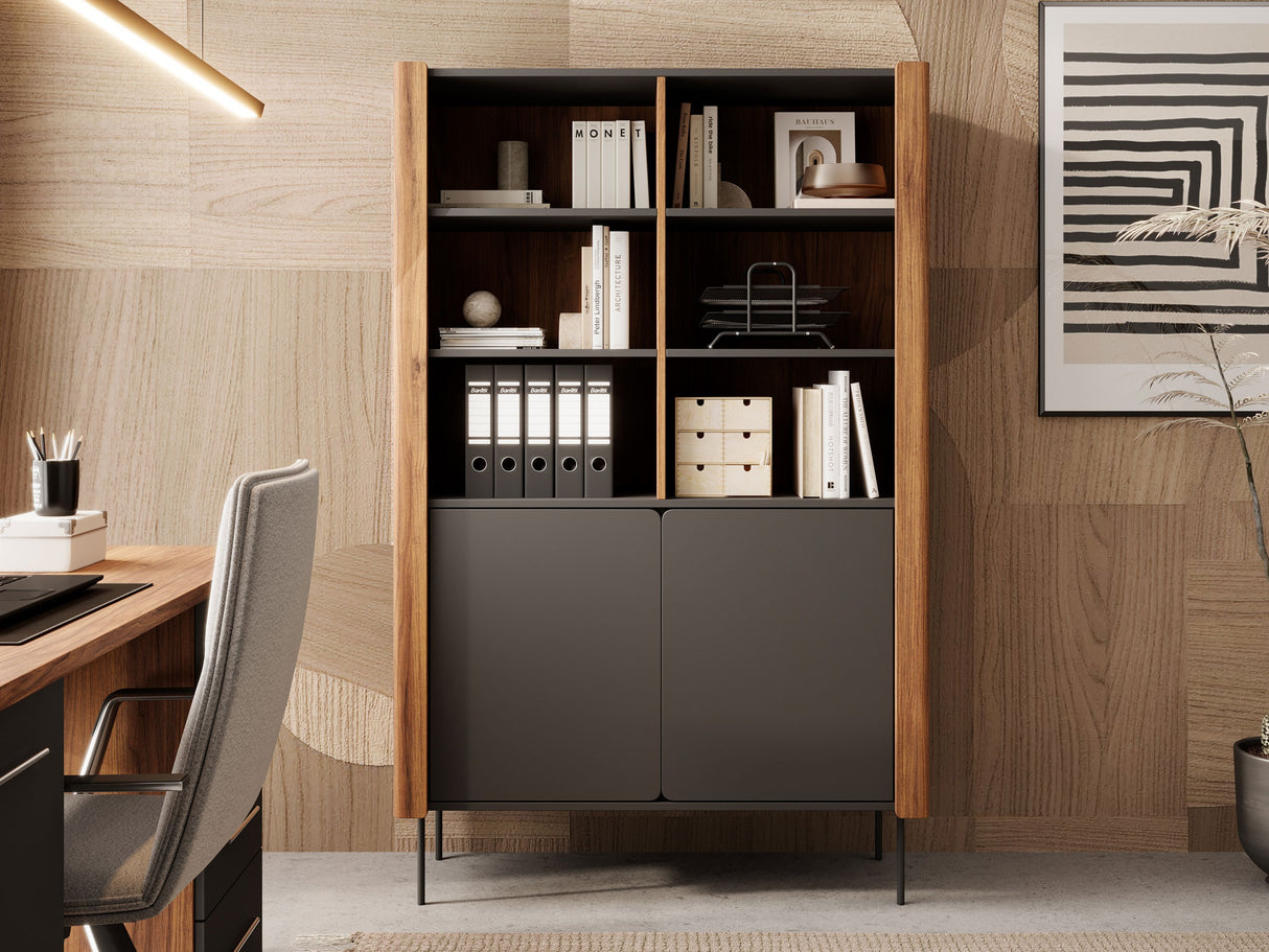 Könyvespolc Regał WRAP R105 Czarny/Orzech Warmia