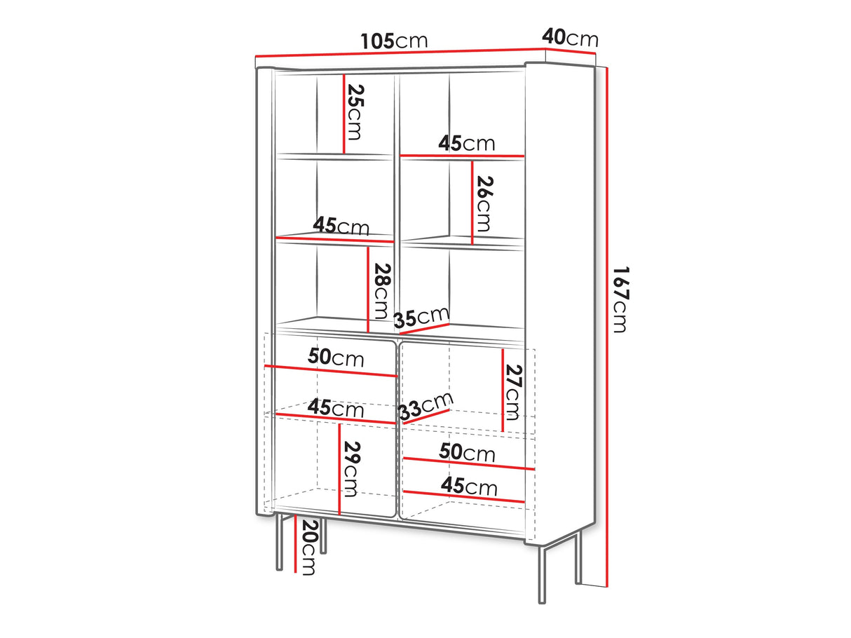 Könyvespolc Regał WRAP R105 Czarny/Orzech Warmia