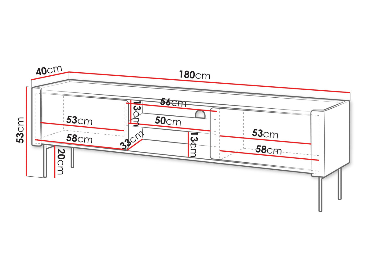 TV-állvány Szafka RTV WRAP 180 Czarny/Orzech Warmia