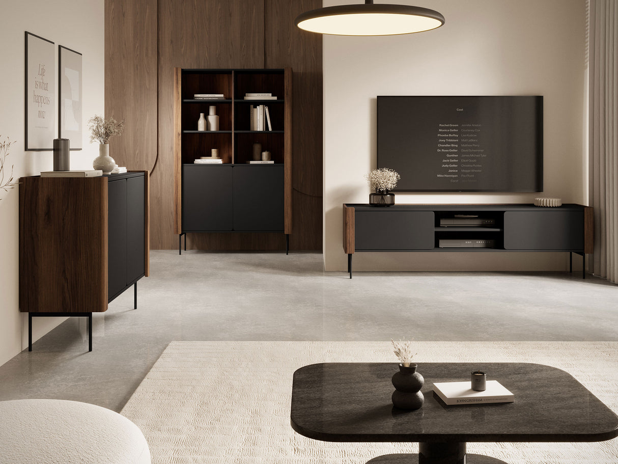 Nappali szett Meble WRAP I Czarny/Orzech Warmia