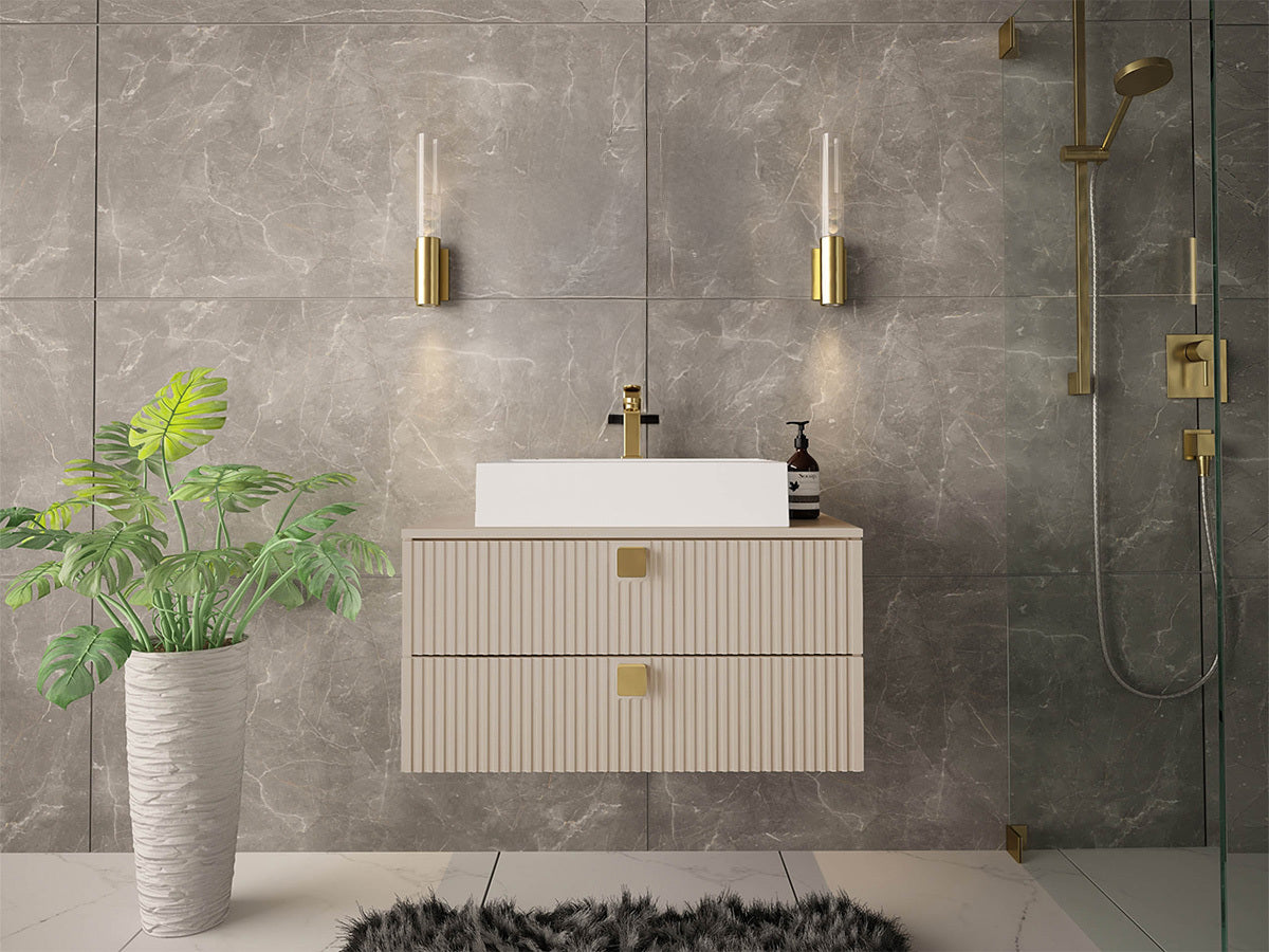 Fali szekrény mosdónak GARIANO 01, Szín: Világosbarna, Mosdókagyló: Igen