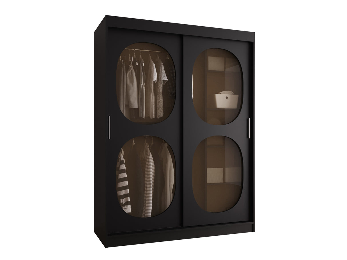 Gardróbszekrény Szafa 150 BAHRAJN 2, Szín: Fekete, Fiókok: Nem, Led világítás: Nem