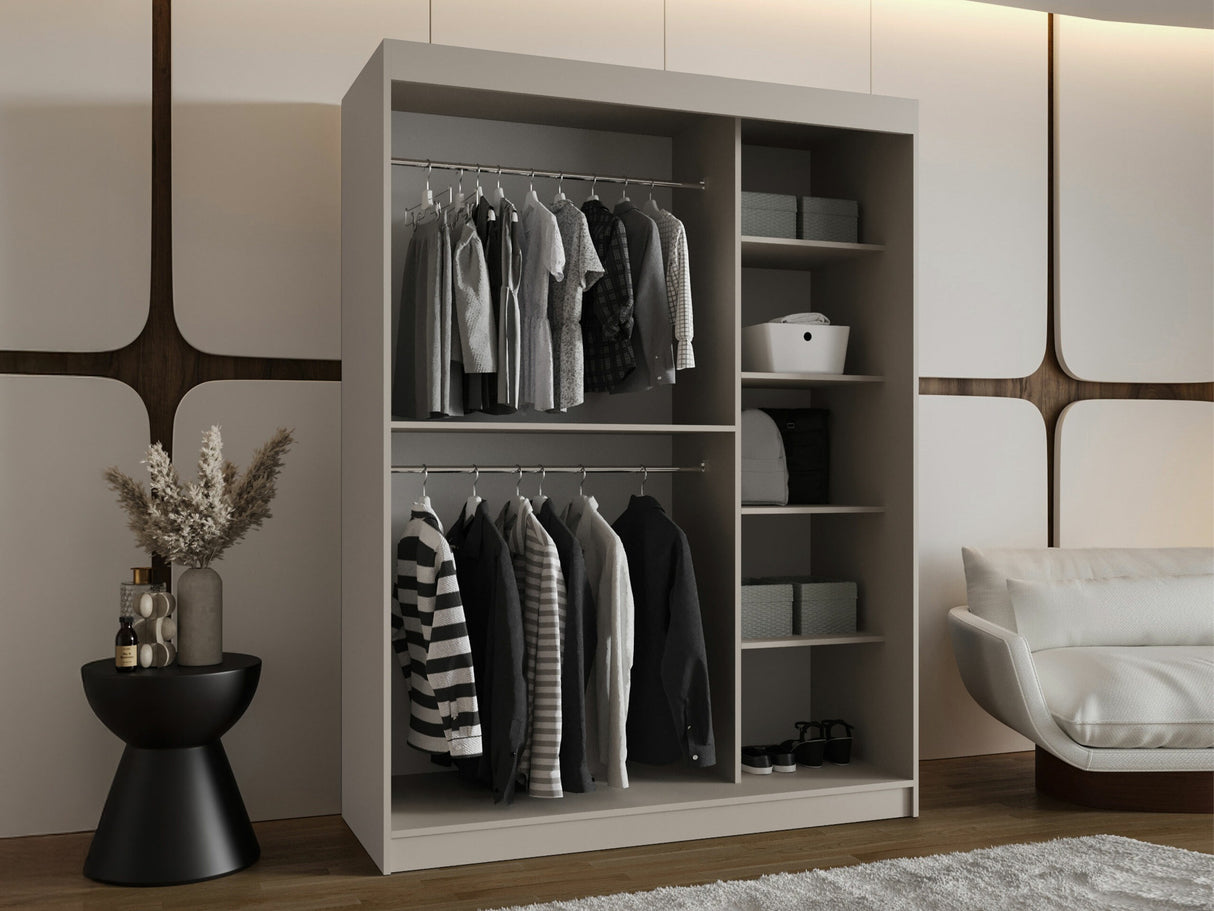 Gardróbszekrény Szafa 150 BAHRAJN 2, Szín: Fekete, Fiókok: Nem, Led világítás: Nem